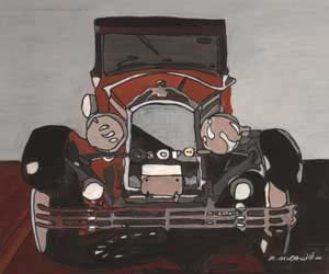 What's Important Series No.1-10 Nick's Car 2004 Gouache and Ink on Paper 25cmX25cm (Framed) (SOLD)